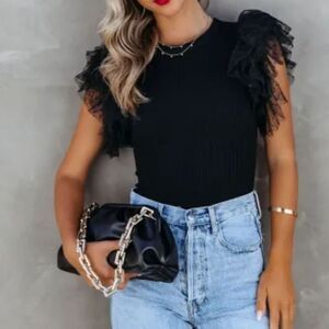 Boutique Black Toule Sleeve Shirt